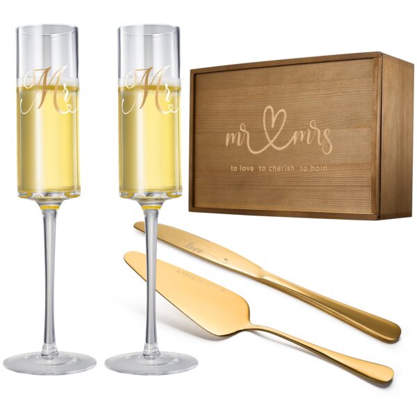 BridalMr MrsChampagneflute goldserver7 4 1
